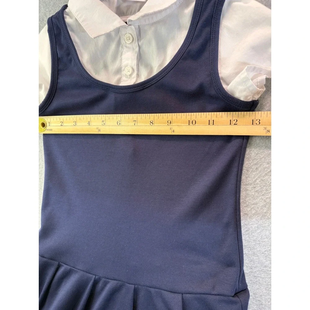 Childrens Place Girls Navy Blue School Uniform Jumper Dress White Collar 2101083